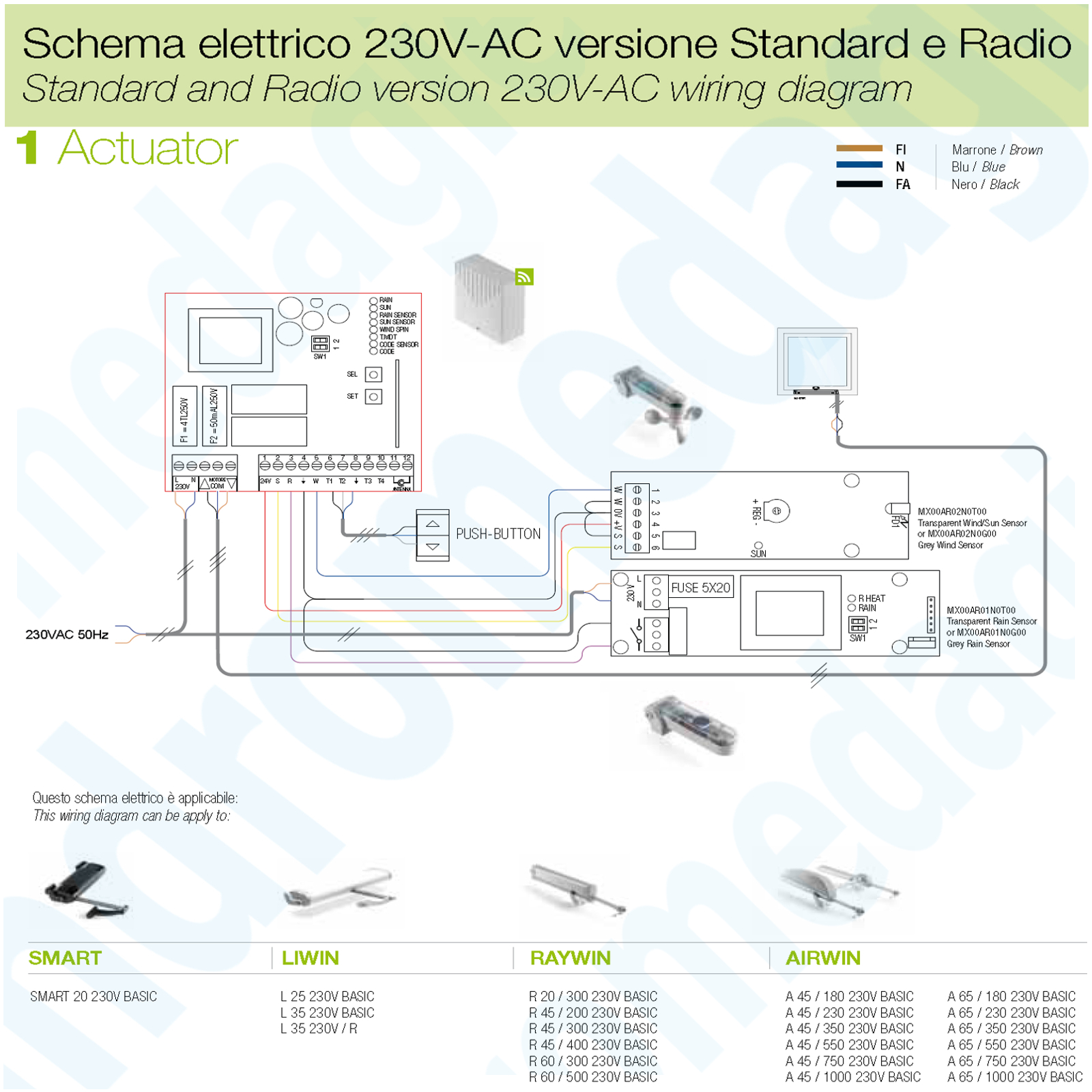LIWIN 250N 230V BIANCO STAFFE DI SUPPORTO PER ABBAINO BIANCHE per lucernaio