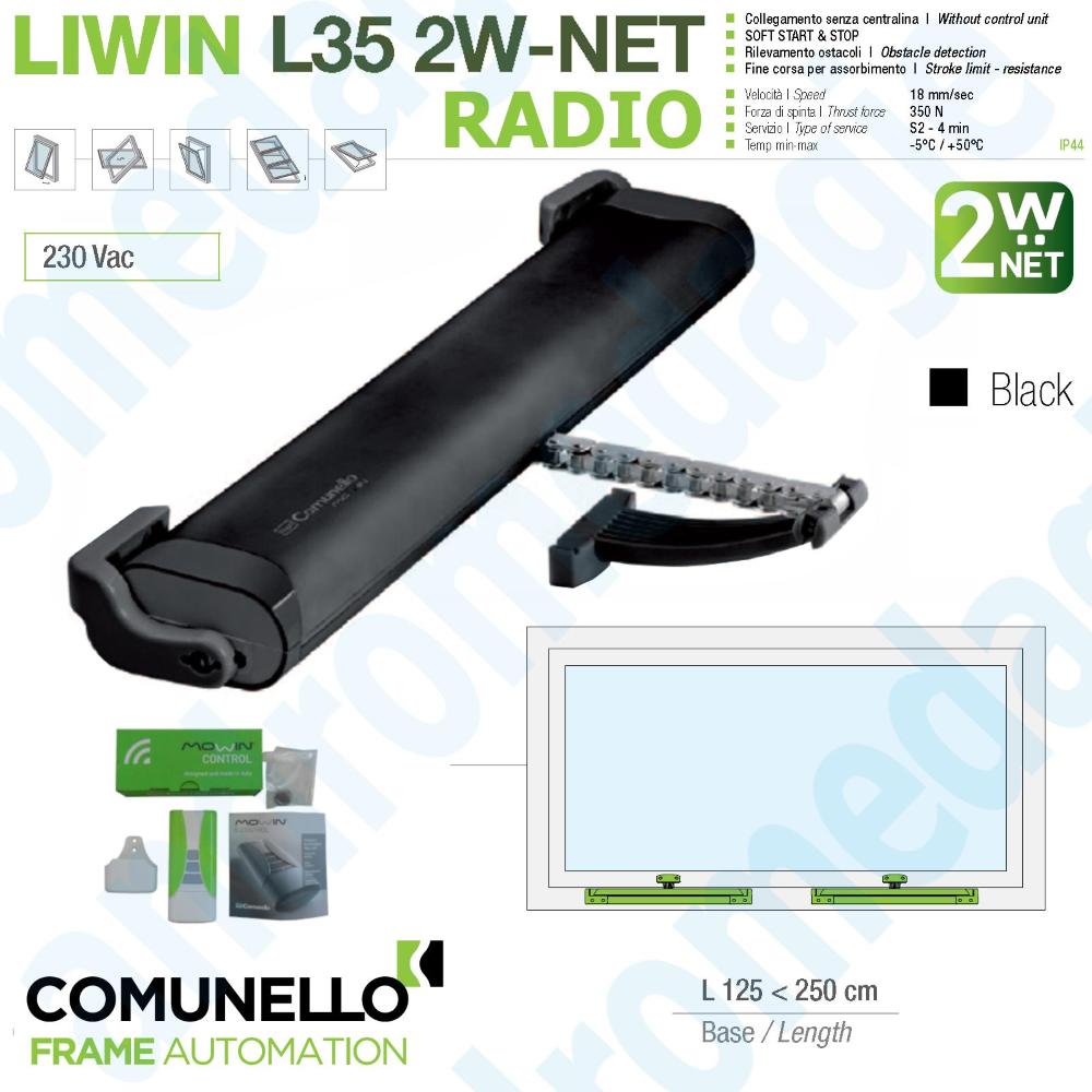 LIWIN 2W-NET RADIO 350N 230V BLACK + R1 CONTROL GREEN + SUPPORT SKYLIGHT