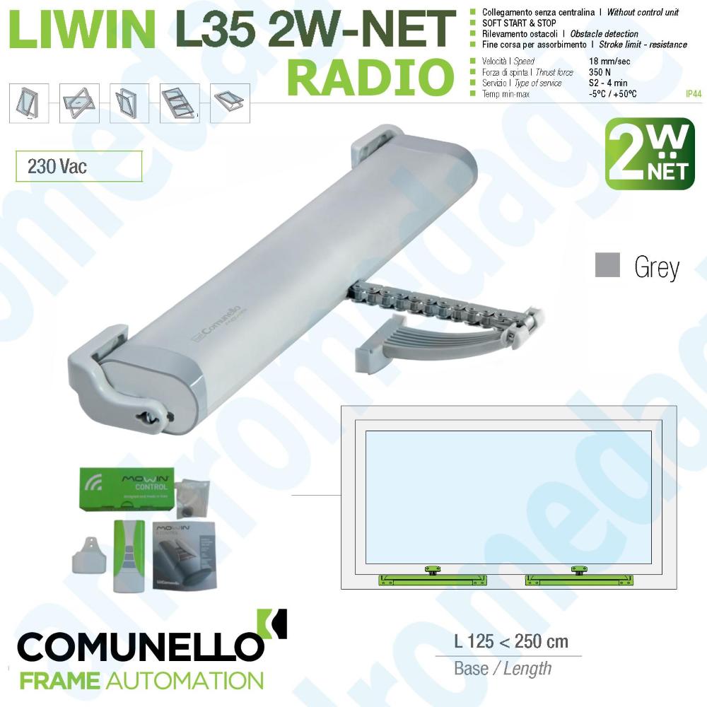 LIWIN 2W-NET RADIO 350N 230V GRIGIO + R1 CONTROL VERDE + STAFFE ABBAINO