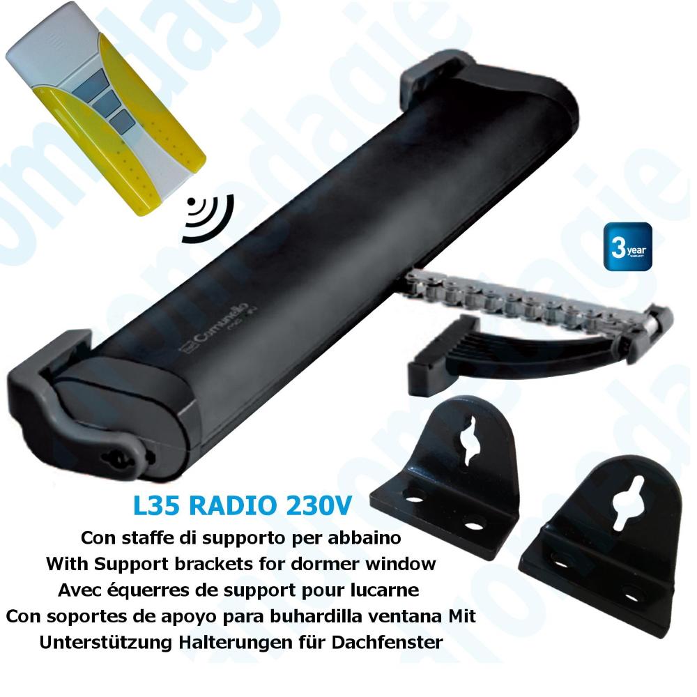 LIWIN RADIO 350N 230V NEGRO + R1 CONTROL AMARILLO + SOPORTES ATICAS NEGRO