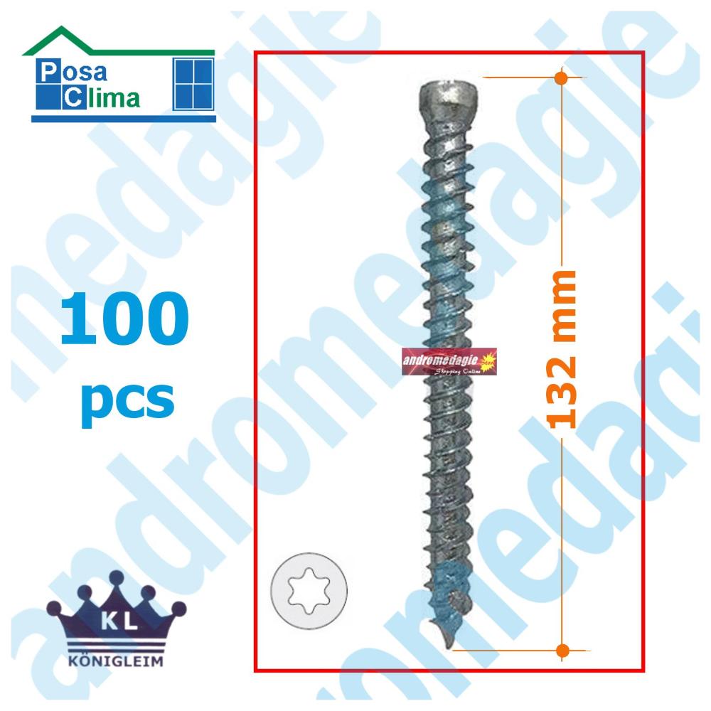 TORNILLOS TORX Ø 7,5MM T30 CABEZA CILÍNDRICA L=130MM CINCADA BLANCA 100 UDS